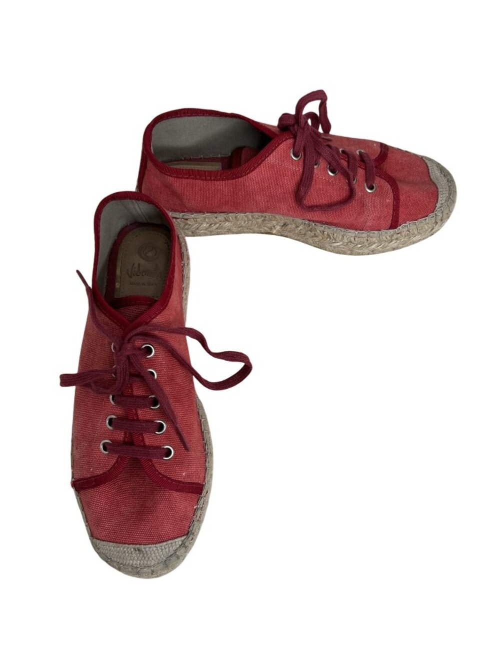 Red Canvas Lace-Up Espadrille Sneakers Womens Size 39 /us 8.5
